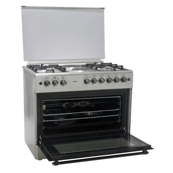 Mika Standing Cooker, 90cm X 60cm, 4 + 2, Electric Oven, Half Inox MST90PU42HI/HC