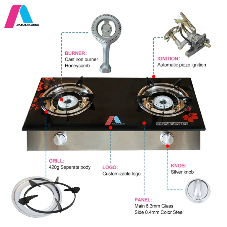 AMAZE 2 Burner Glass Top Gas Cooker (8002-BF)1
