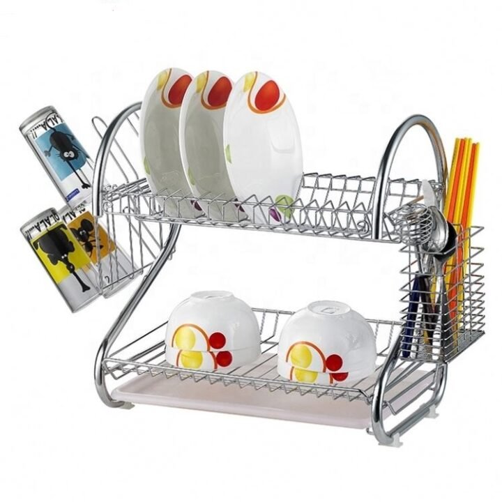 Nunix Dish Rack – 2 Tier – With Drain Board