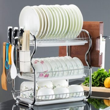 Nunix Dish Rack – 2 Tier – With Drain Board
