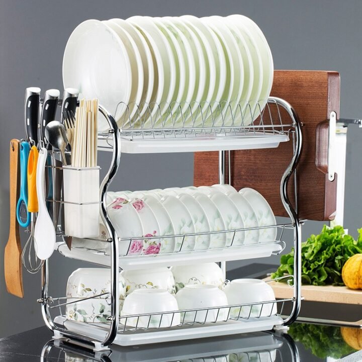 Nunix Dish Rack – 2 Tier – With Drain Board