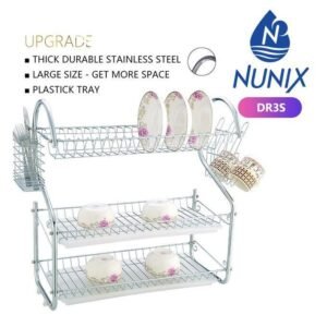 Nunix Dish Rack – 3 Tier – With Drain Board