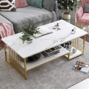 Marble effect coffee table white
