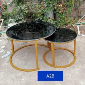 glass nesting table black