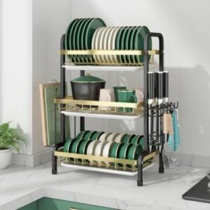 3 tier dish rack gold