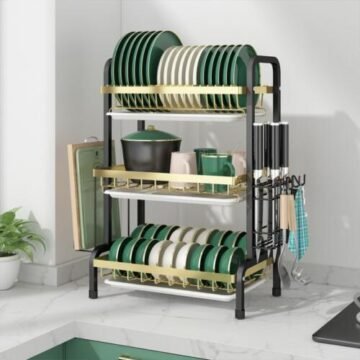 3 tier dish rack gold