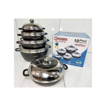 Dessini 10PCS Granite Nonstick Cooking Set Black