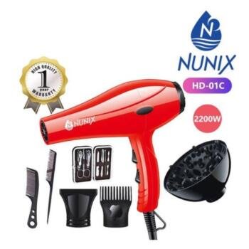 Nunix Hair Blow Dryer With Beauty Accessories HD-01C - Red