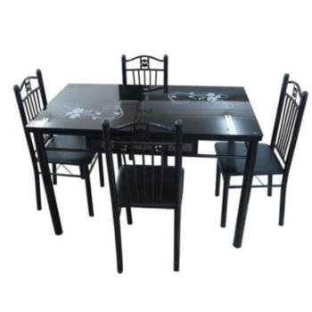 Black Four Seater Glass Dining Table