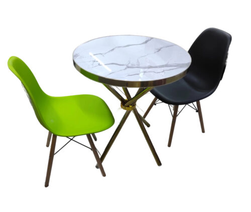 2-Seater Dining Set with Marble Effect