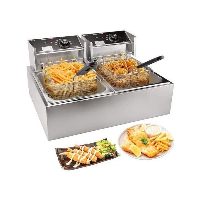 Globalstar 12L Commercial Deep Fryer With 2 Baskets, Electric Dual Tank, Countertop Double Basket, Heavy Duty Stainless Steel 1 Globalstar 12L Commercial Deep Fryer With 2 Baskets, Electric Dual Tank, Countertop Double Basket, Heavy Duty Stainless Steel