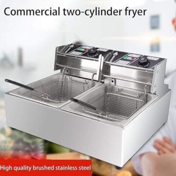 Globalstar 12L Commercial Deep Fryer With 2 Baskets, Electric Dual Tank, Countertop Double Basket, Heavy Duty Stainless Steel