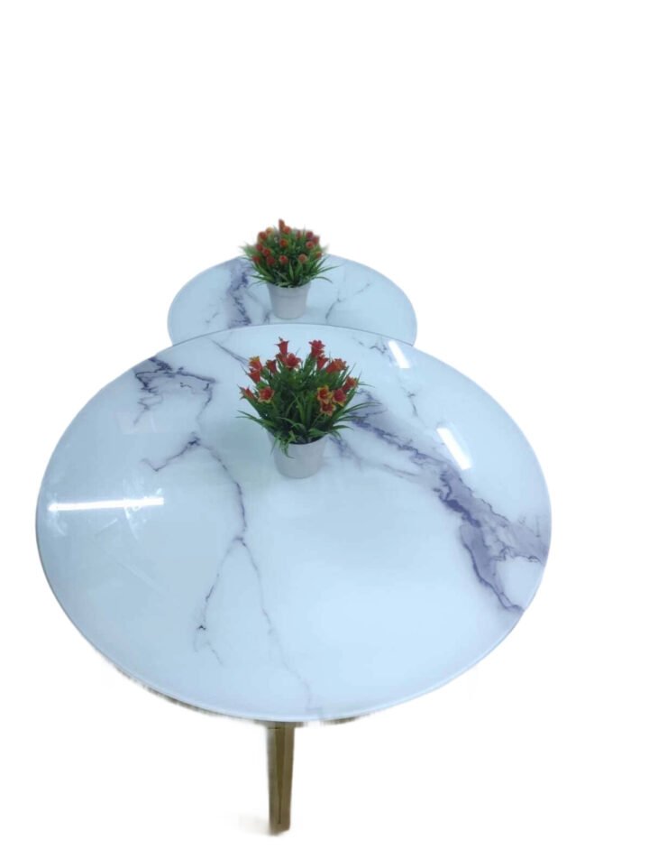 Glass Nesting Tables 2in1 – Marble Effect | Elegant Living Room Furniture