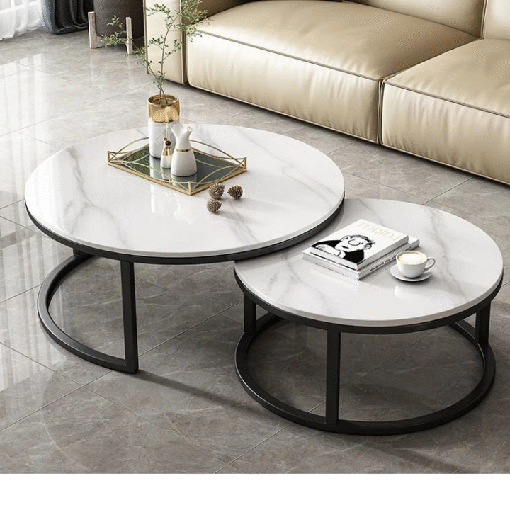 Pure Marble Nesting Coffee Table 2in1 | Luxury Living Room Furniture