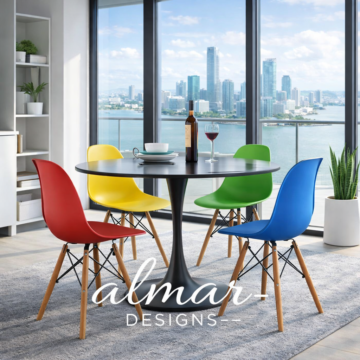 4 Seater Round Eames Dining Table Set