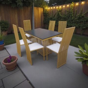 Ivan 6 Seater Luxury Dining Table Set Black ,Gold and White