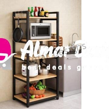 Home 51 Multi-Layer Metal & Wood Kitchen Storage Rack | Modern Space-Saving Organizer