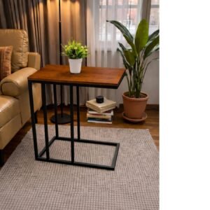 Sasha Wooden Side Table/Laptop brown top , and black stands