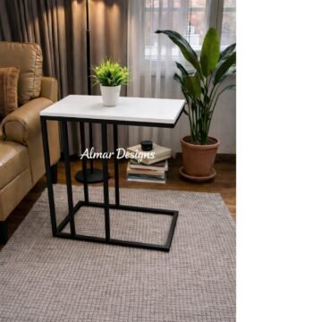 Sasha Wooden Side Table/Laptop Stand Brown top , and Gold stands (Copy)