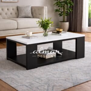 Julz Modern Design Coffee Table With Storage -Black and white