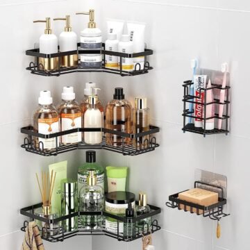 5-Piece Triangular Shower Caddy Shelf / Bathroom Organizer