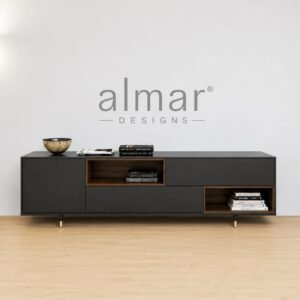 Nyali 5ft modern tv stand Black-Royal teak open space