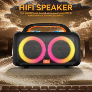 ZQS-L19 40W Portable Bluetooth Party Speaker with Dual 6.5″ Speakers, Wireless Microphones, DSP, RGB LED Lights, FM Radio, USB/TF/AUX & Rechargeable Battery