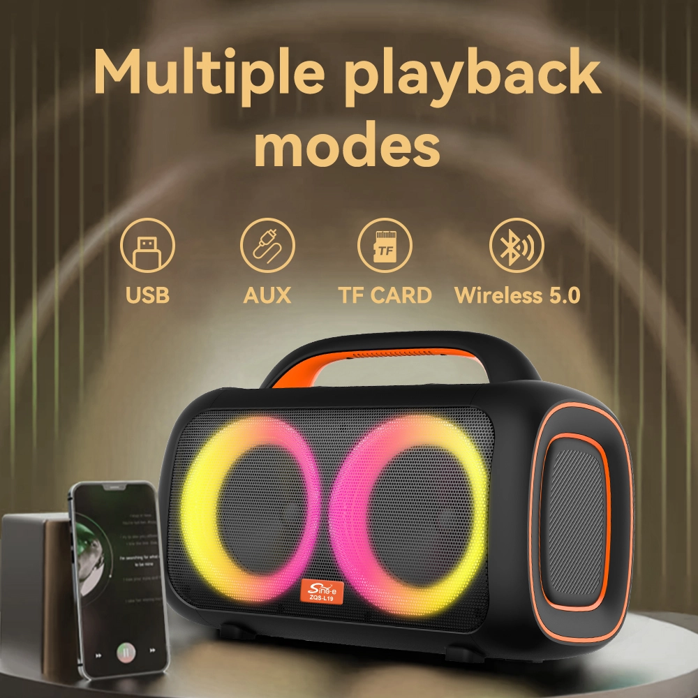 ZQS-L19 40W Portable Bluetooth Party Speaker with Dual 6.5″ Speakers, Wireless Microphones, DSP, RGB LED Lights, FM Radio, USB/TF/AUX & Rechargeable Battery