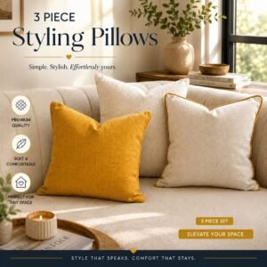 Decorative Throw Pillow Set 3 pcs – Stylish, Soft & Comfortable Cushions for Your