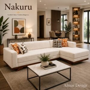 Nakuru 5 Seater L-Shaped Sofa Set | Modern Corner Sofa Available in Beige, Grey and Green