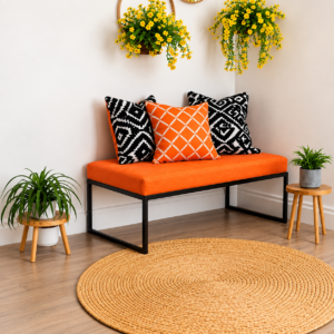 Yellow Bench with 3 Cushions – Stylish Modern Seating Set