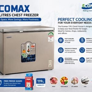 EcoMax 119 Litres Deep Freezer – Energy Efficient Chest Freezer with FREE Fridge Guard