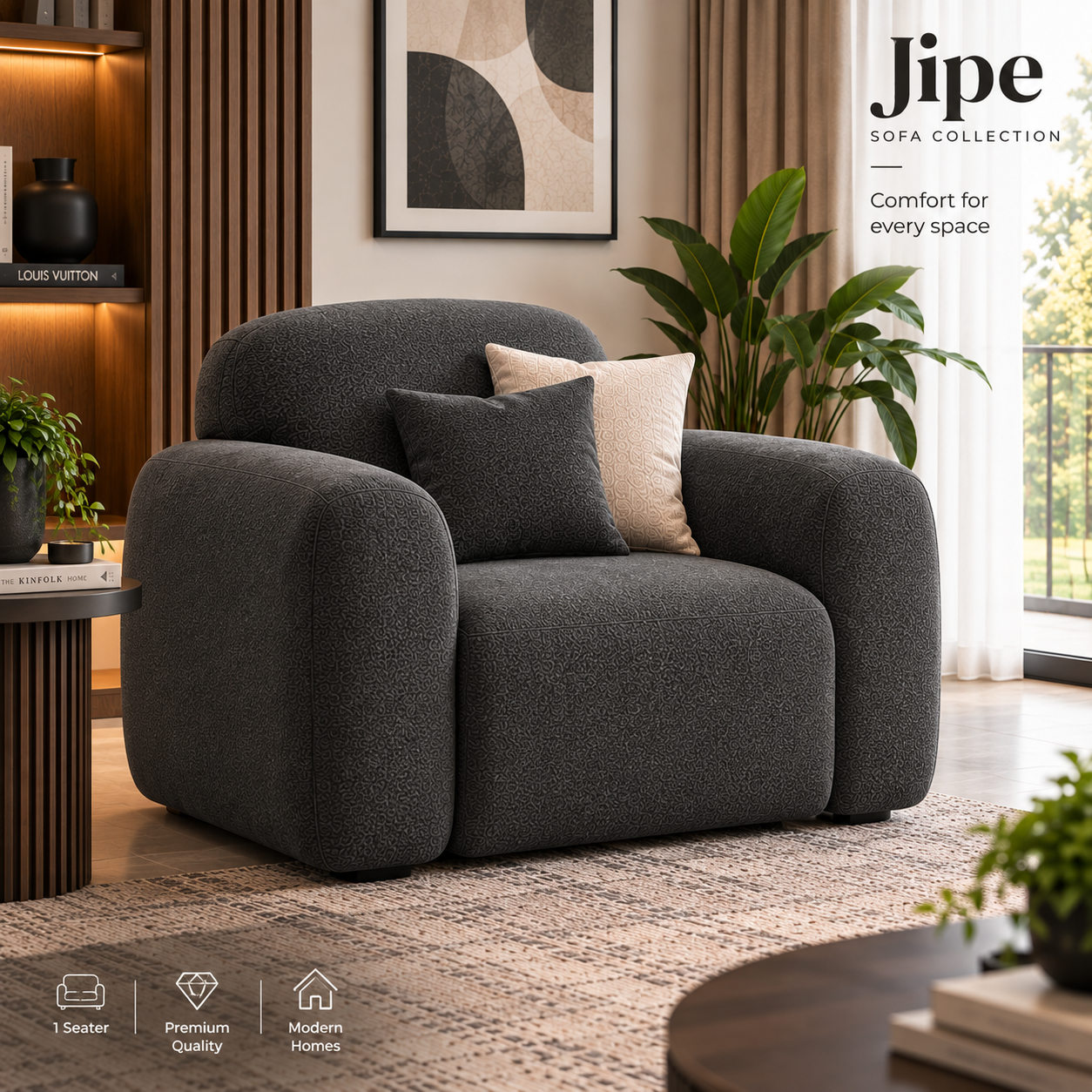 Jipe Modern Sofa Seater Gray 4 Jipe Modern Sofa Seater Gray - Image 4